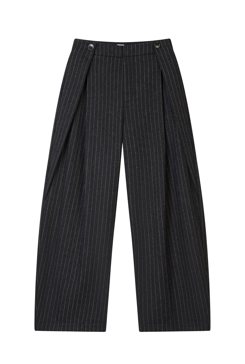 Petite Studio's Natalia Wool Pants in Charcoal Striped