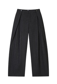 Petite Studio's Natalia Wool Pants in Charcoal Striped