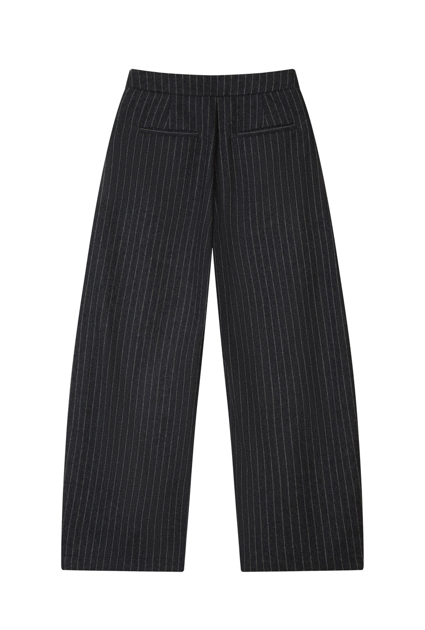 Petite Studio's Natalia Wool Pants in Charcoal Striped