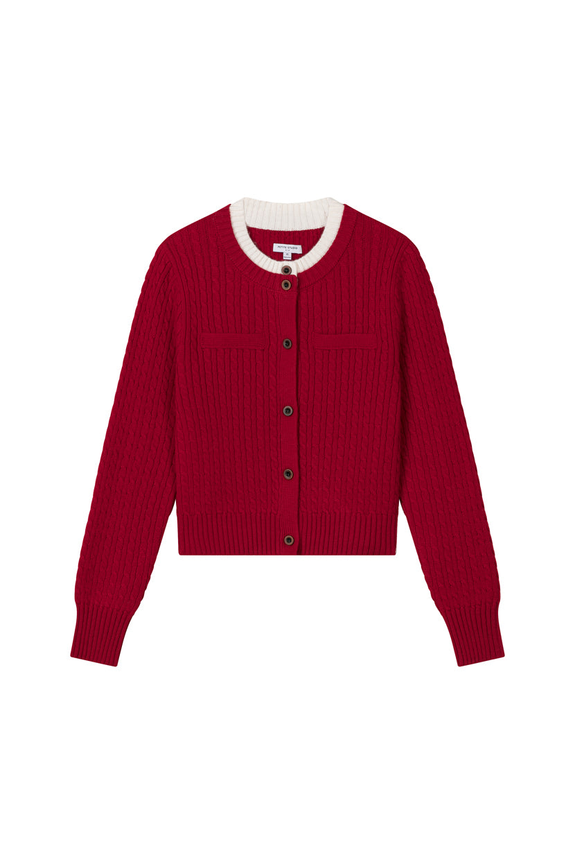 Petite Studio's Carmina Wool Cardigan in Red - Petite Clothing for