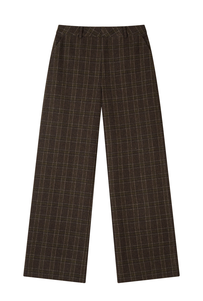 Petite Studio's Dylan Straight Wool Pants in Plaid