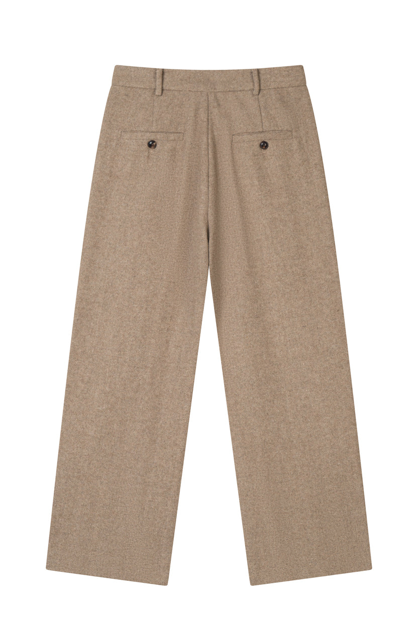 Petite Studio's Sawyer Cropped Wool Pants in Light Camel