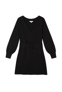 Petite Studio's Galvin Wool Knit Sheath Mini Dress in Black