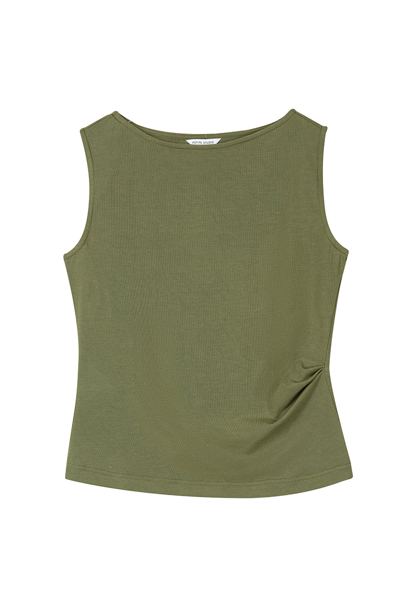 Petite Studio's Elyse Jersey Top in Moss Green