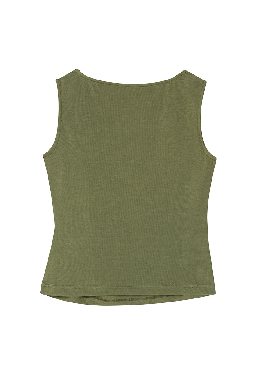 Petite Studio's Elyse Jersey Top in Moss Green