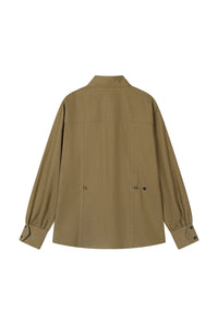 Petite Studio's Brenda Cotton Blend Shirt in Olive Brown