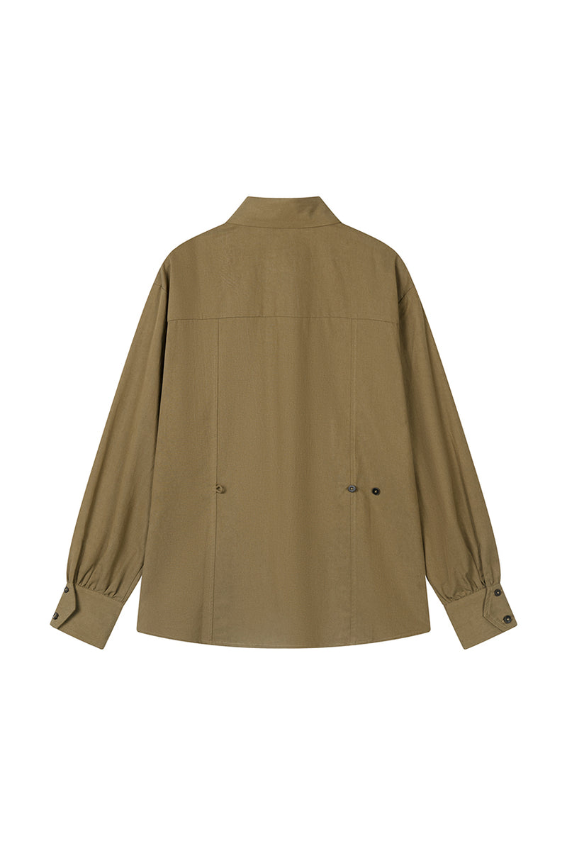 Petite Studio's Brenda Cotton Blend Shirt in Olive Brown