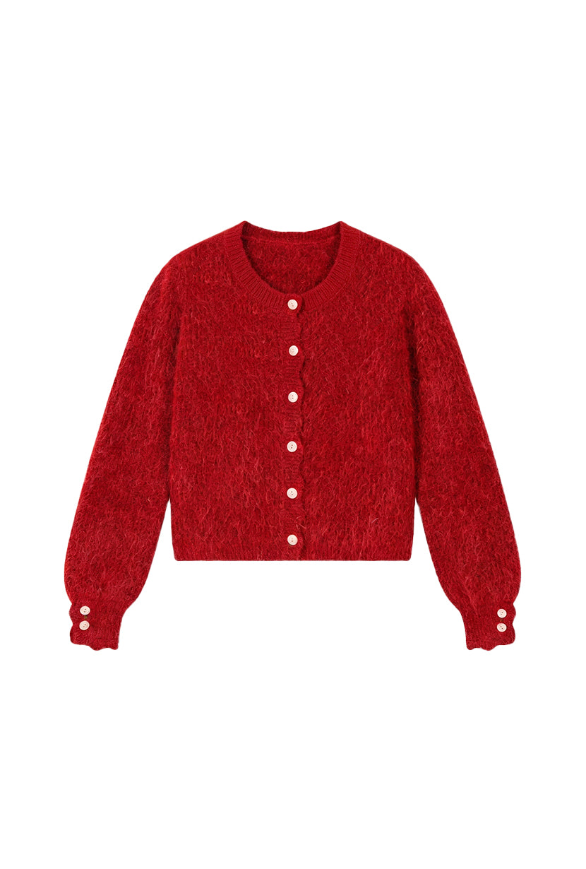 Petite Studio's Bellamy Mohair Cardigan in Red