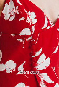 Petite Studio's Carly Slit Dress in Red Floral