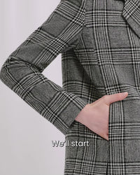 Petite Studio's Oversized Jane Wool Blazer in Grey Plaid