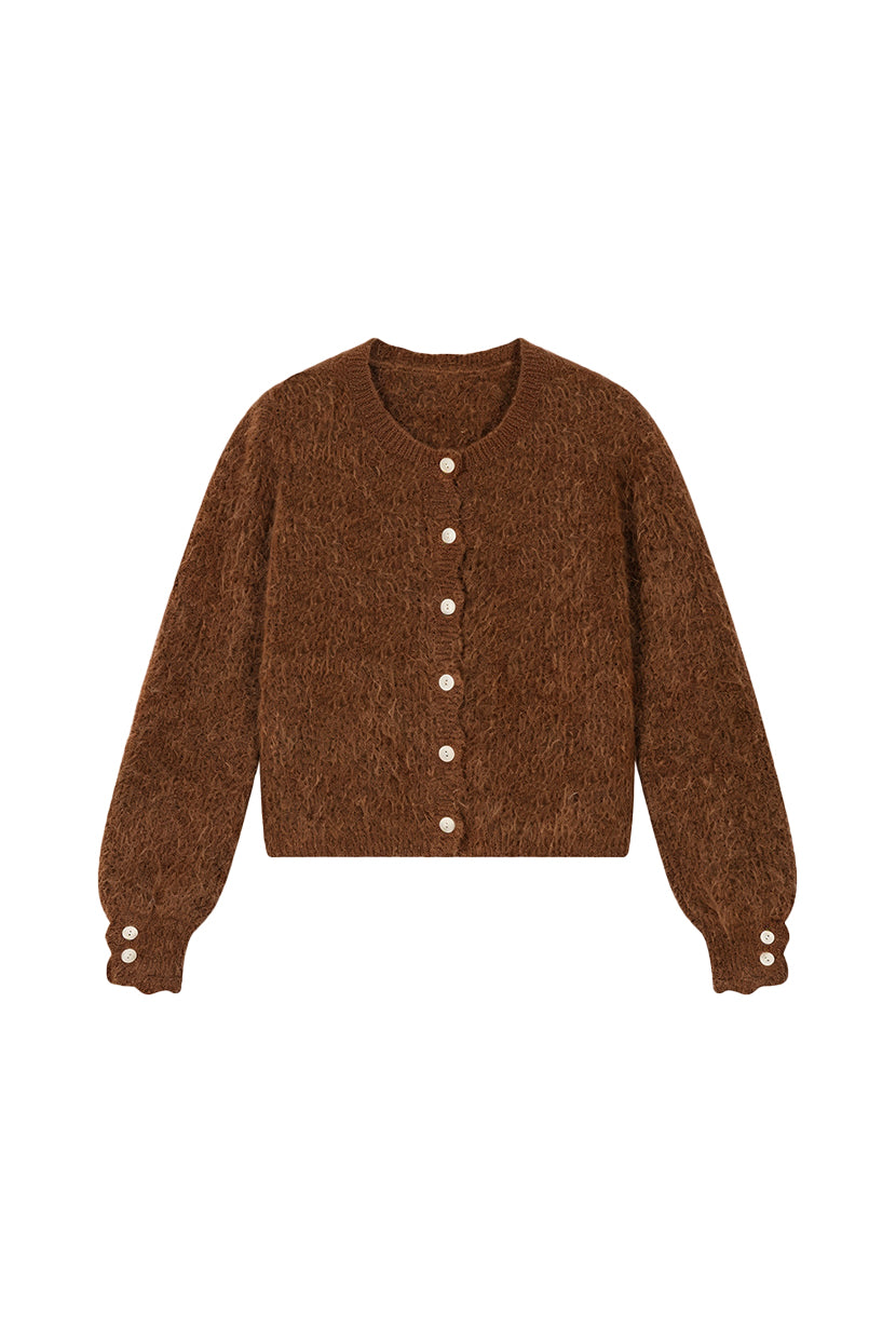 Petite Studio's Bellamy Mohair Cardigan in Brown