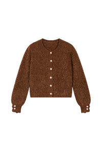 Petite Studio's Bellamy Mohair Cardigan in Brown