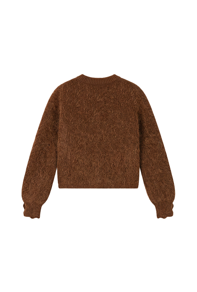 Petite Studio's Bellamy Mohair Cardigan in Brown