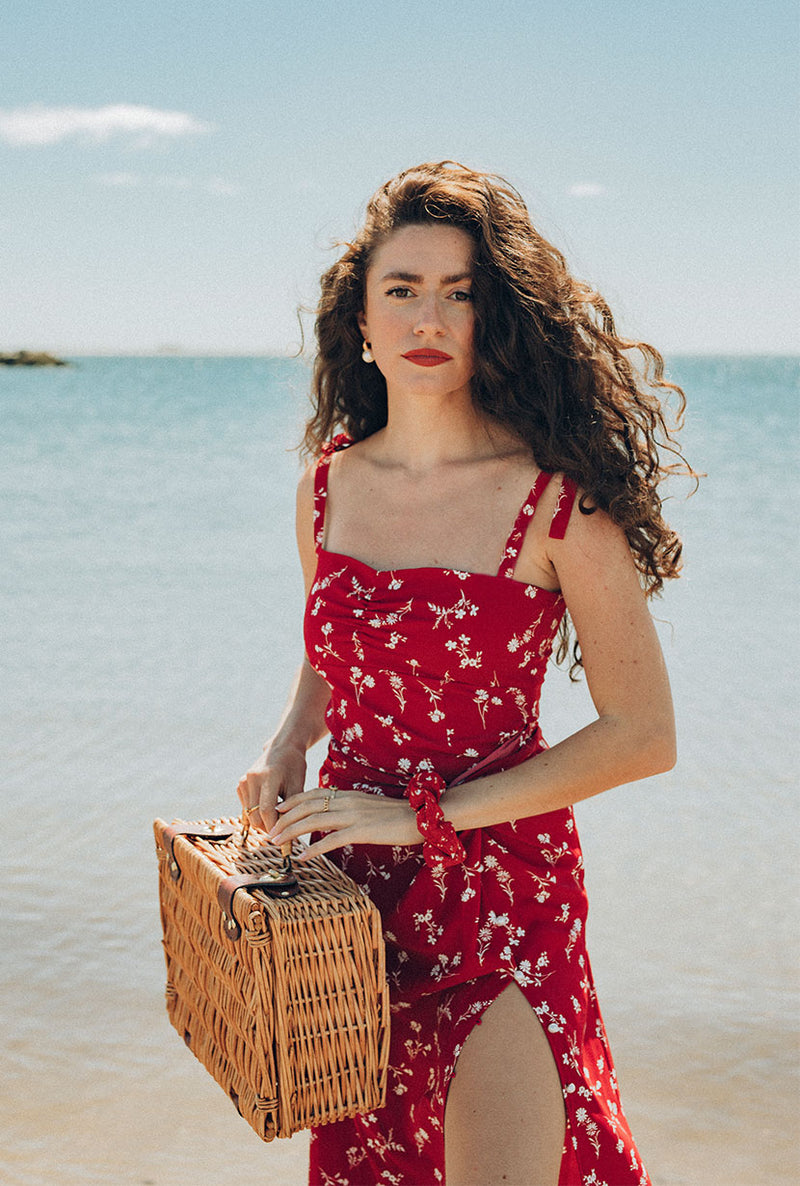 Petite Studio's Lorraine Summer Dress in Red Floral - Petite Clothing for Women XXS / Red Petite Studio's Lorraine Summer Dress in Red Floral - Petite Clothing for Women XXS / Red