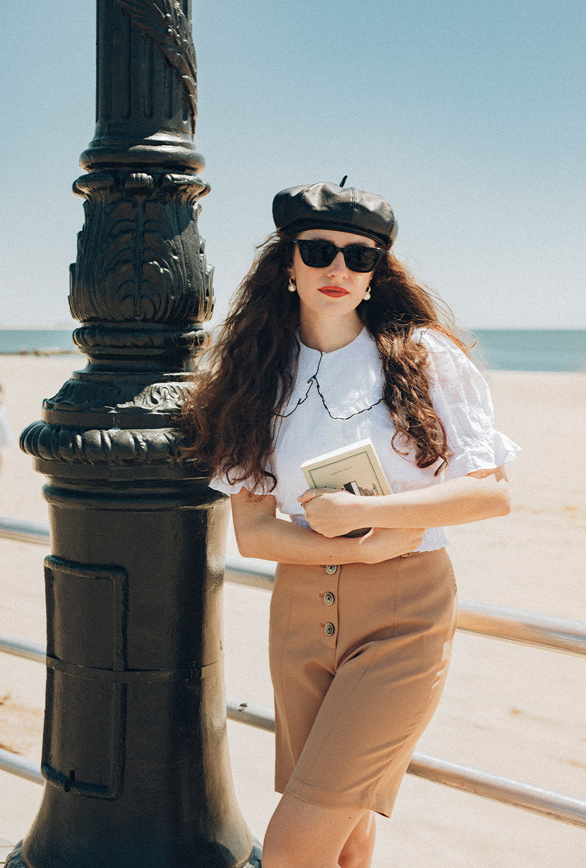 Leather Beret - Black