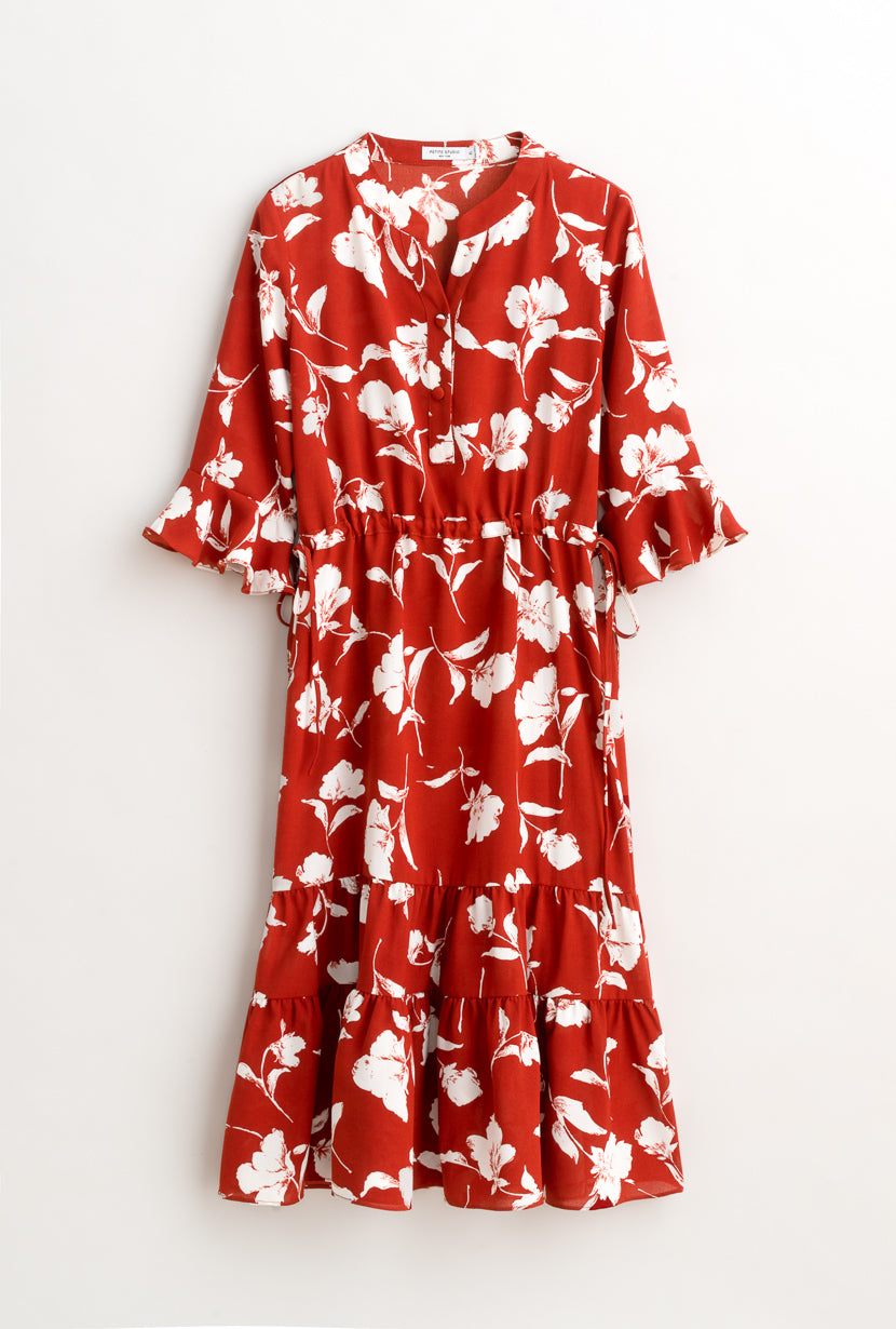 Celina Dress-Red Floral-red floral midi dress-Petite Studio NYC