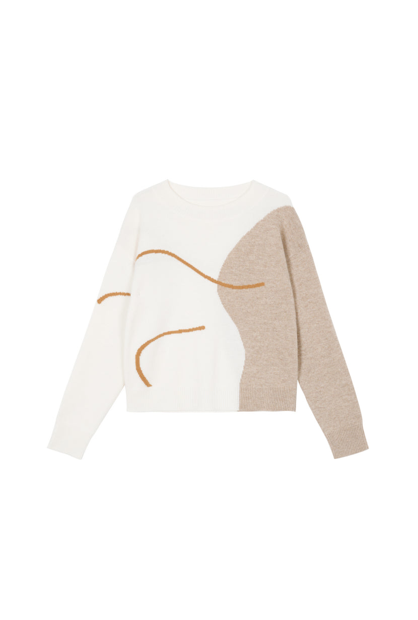 Petite Studio's oversized Lexi Wool Sweater in white & beige