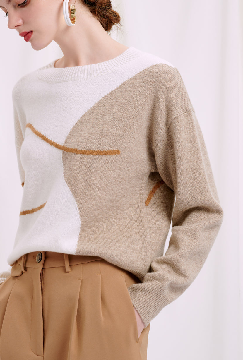 Petite Studio's oversized Lexi Wool Sweater in white & beige