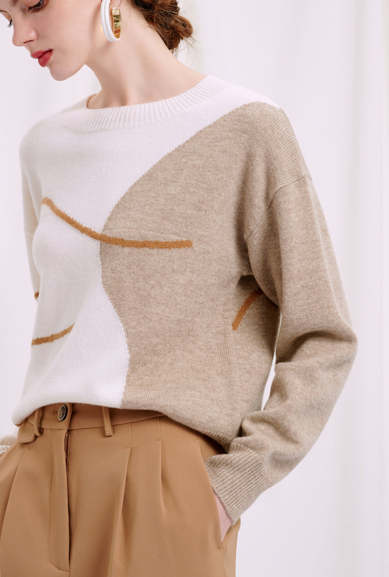 Petite Studio's oversized Lexi Wool Sweater in white & beige