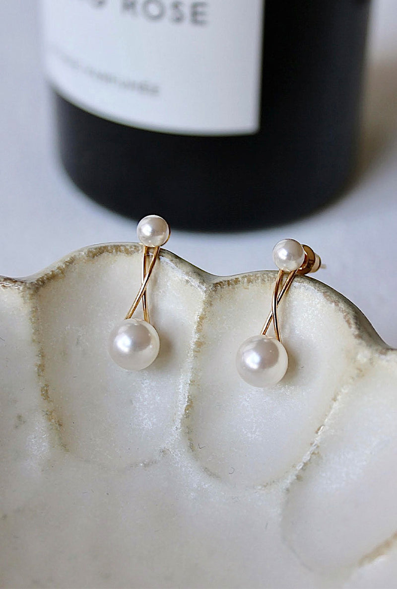 Petite Studio's Entwine Double Pearl Earrings Petite Clothing