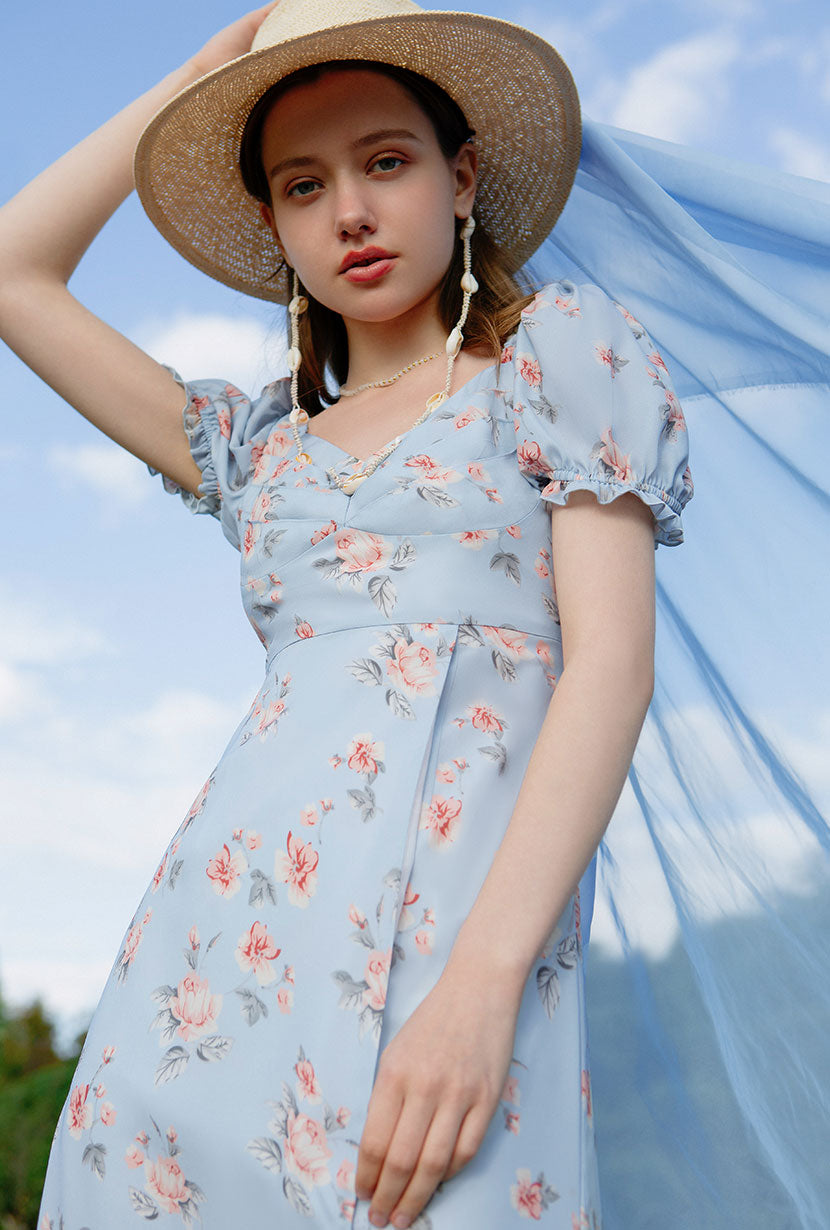 Petite Studio's Medora Dress in Blue Floral