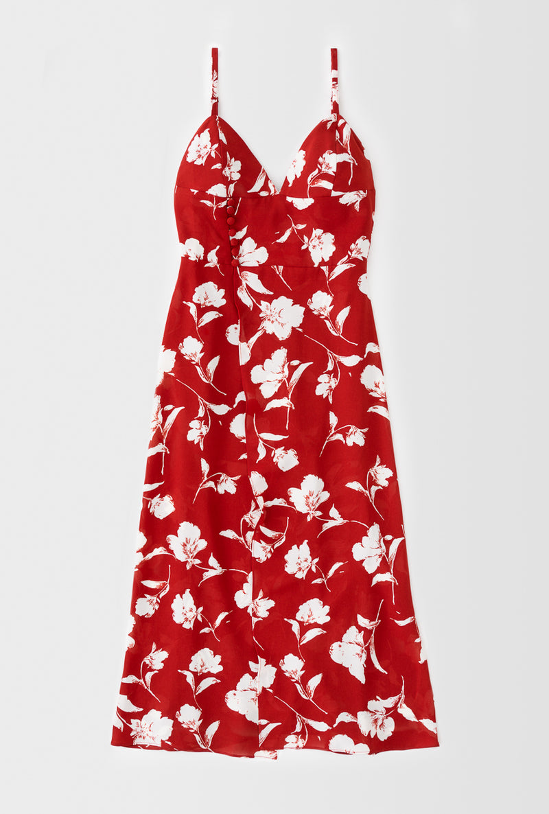 Petite Studio's Carly Slit Dress in Red Floral