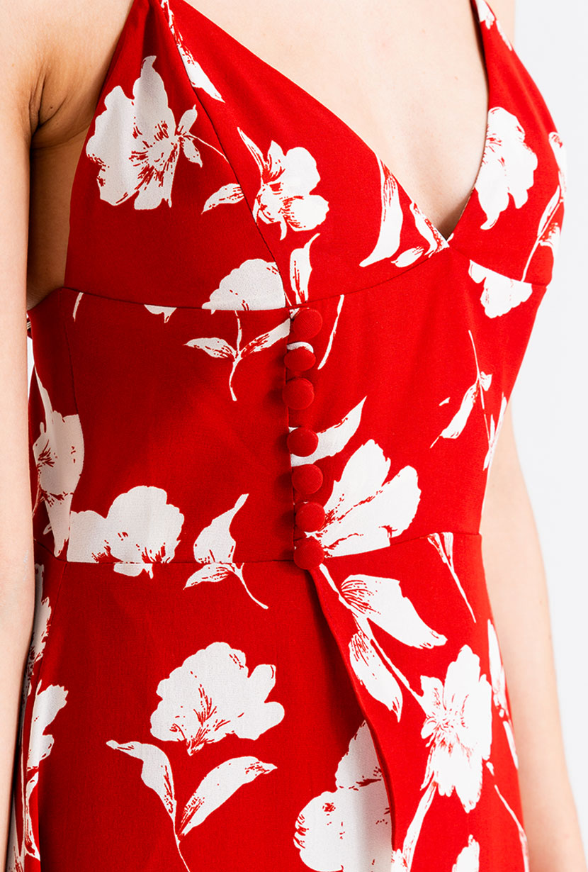 Petite Studio's Carly Slit Dress in Red Floral