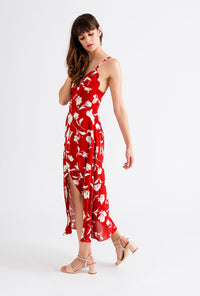 Petite Studio's Carly Slit Dress in Red Floral