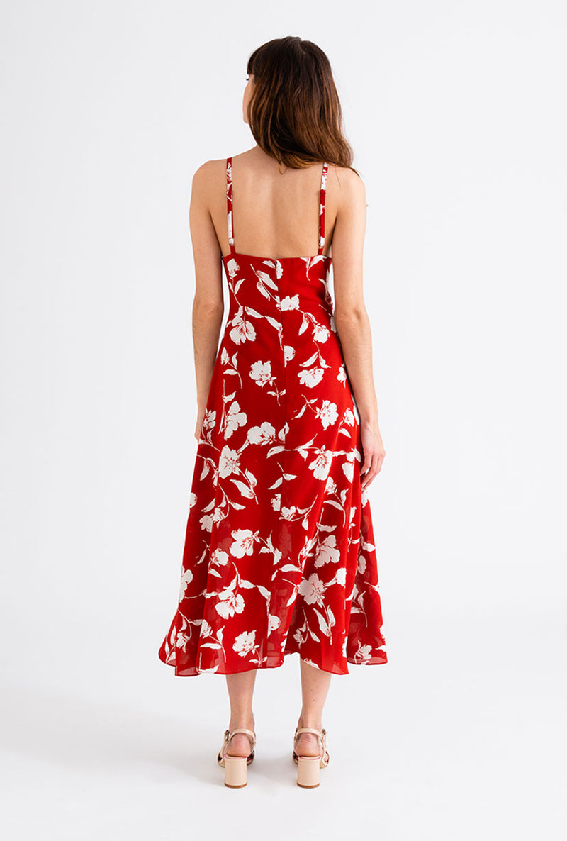 Petite Studio's Carly Slit Dress in Red Floral