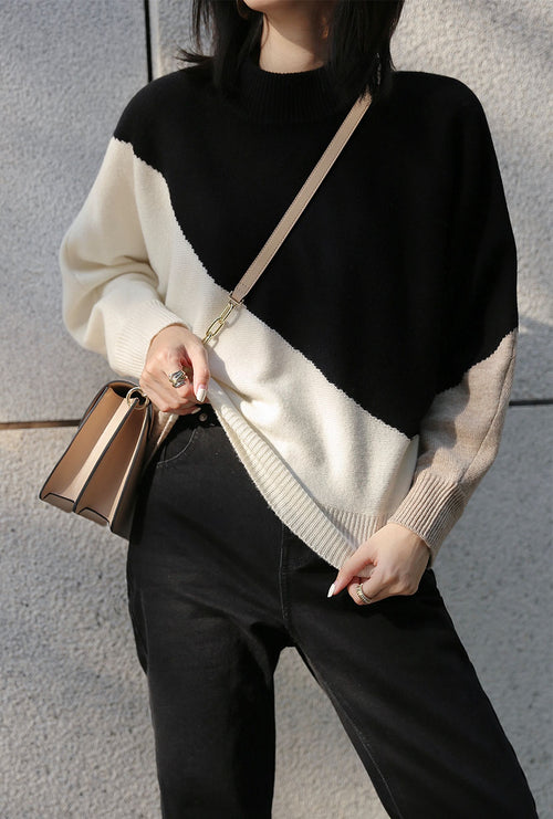 Petite Studio's Meredith oversized Wool Sweater in Black & White