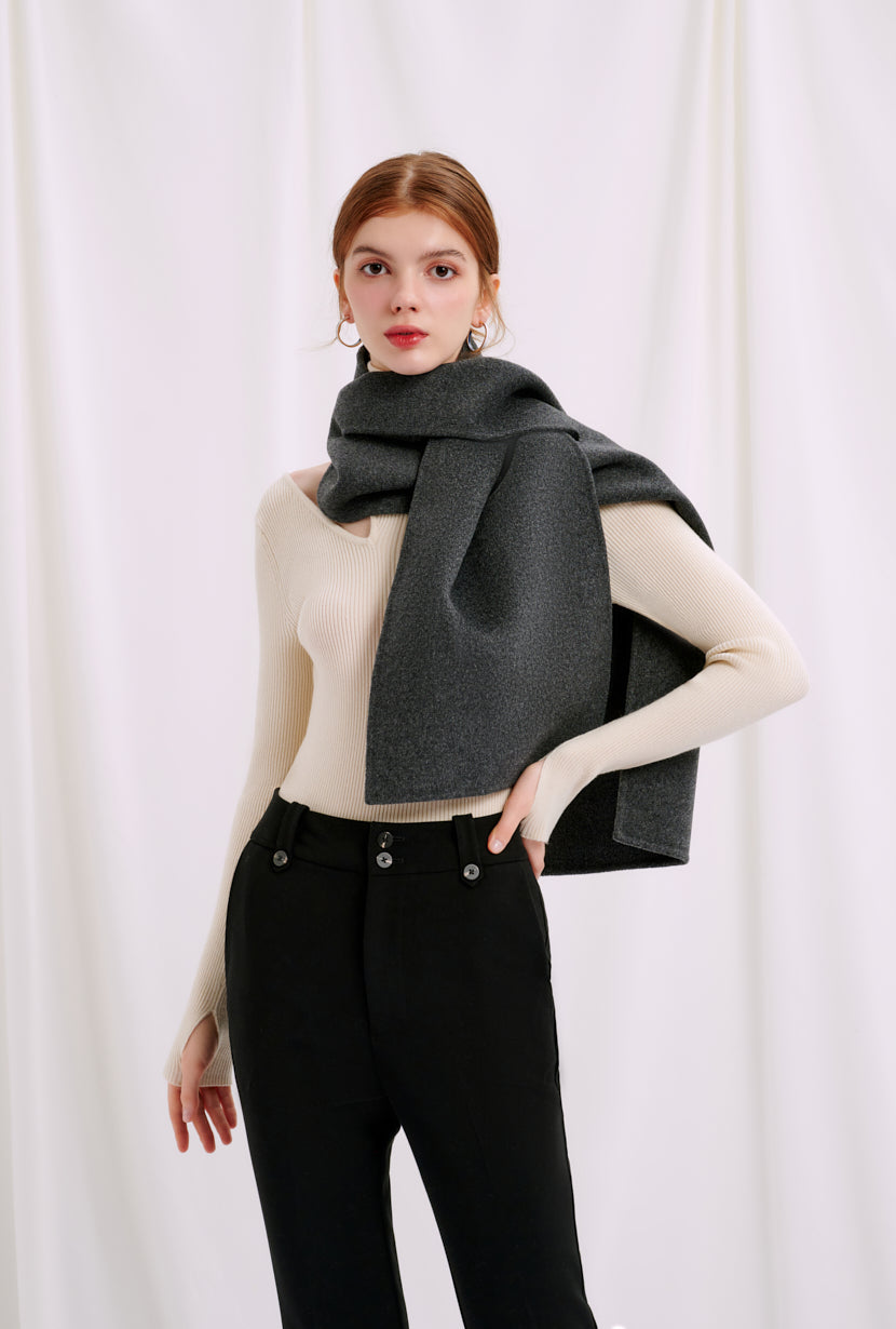 Petite Studio's Thea Reversible Wool Scarf in Charcoal