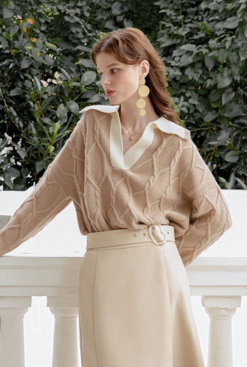 Petite Studio's Canyon Cashmere Blend Sweater in Camel