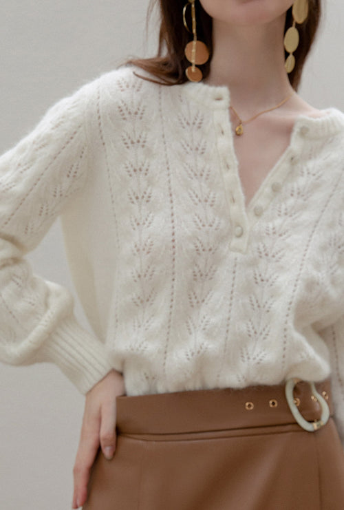 Petite Studio's Paisley Mohair Sweater in Ivory