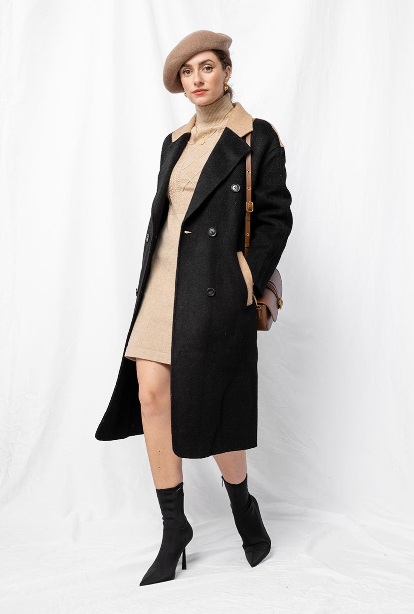 wool coat petite black