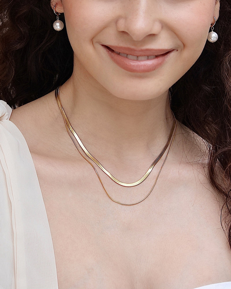 Petite Studio's Layered Herringbone Chain Necklace