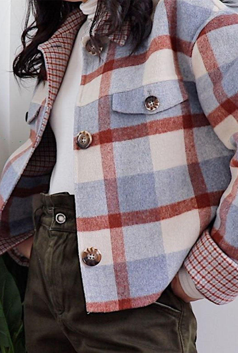 Wool plaid hotsell jacket womens